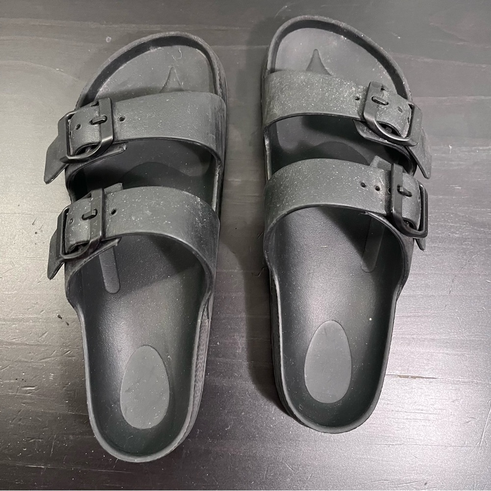 Black Double Strap Sandals (Birkenstock look alike) women’s size 7 adjustable - Picture 5 of 10